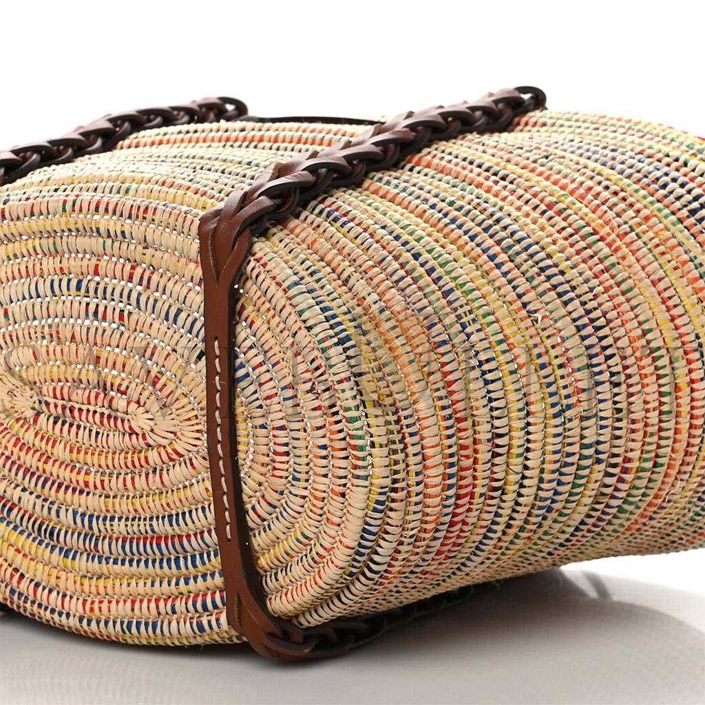 Pra*a paglia vitello woven braided basket tote multicolor cognac 1bg312_2dif_f00j7_v_iom (25*25*14cm)